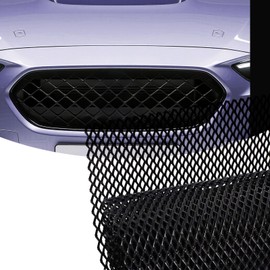 40x13 Inches Car Pickup Truck Grill Mesh Spoiler Bumper Vent Aluminum Alloy Automotive Grille Insert Air Intake Racing Rhombic Hole 6x12mm Black