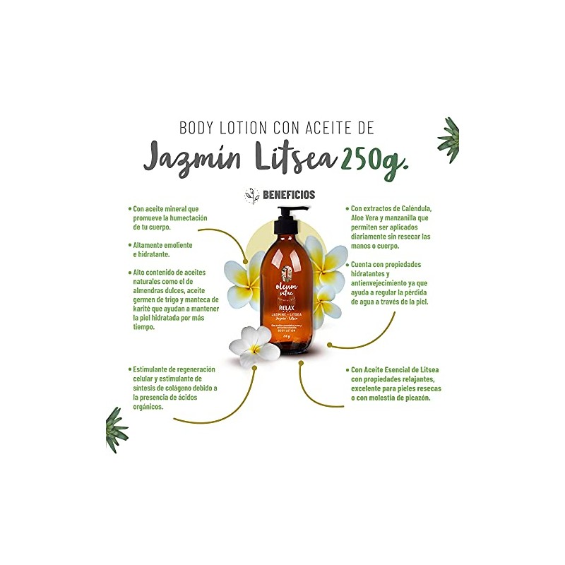 OLEUM VITAE Kit Cuidado de la Piel Jazmín-Litsea. Con Aceite