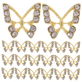 SAFIGLE 20pcs Butterfly Nail Art Charms Rhinestone Nail Jewelry for Women for Manicure Supplies for Themed Parties and DIY Crafts