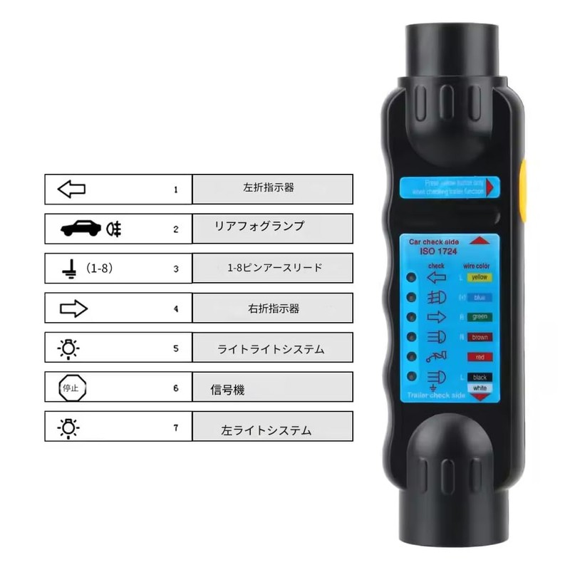 zmart 12V Trailer Tester 7 Pin Adapter Diagnostic Tool Wiring