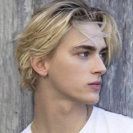 Siudus Blonde Short Wigs for Men Dark Root Side Part Natural Hair Wig with Brown for Daily Party Use