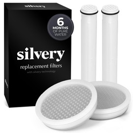 4-Pack Silvery Technology™ Replacement Filters for Handheld Filtered Shower Head - Enjoy 6 Months of Pure Water - High Water Pressure