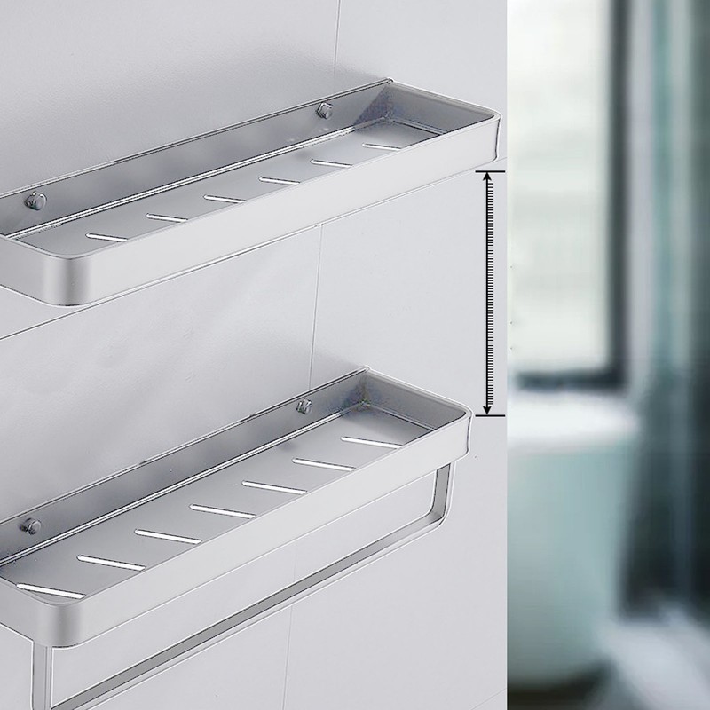 Bathroom Space Aluminum Shelf Bathroom Wall Mounted Drill Free Shelf