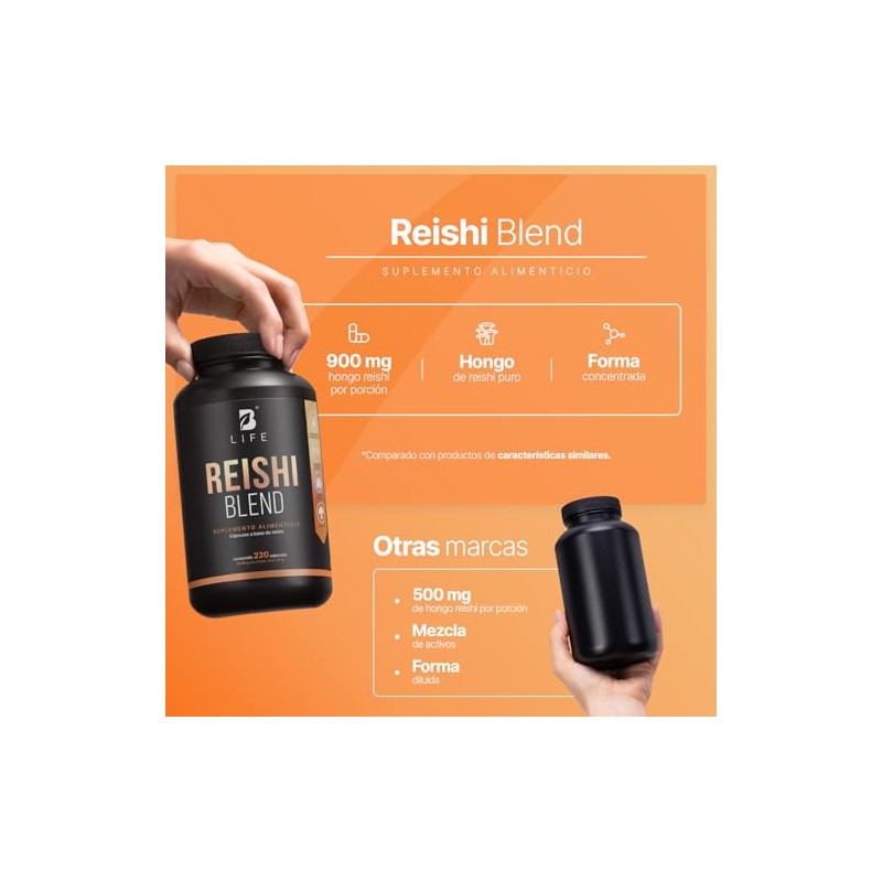 Extracto Puro Hongo Reishi 220 Cápsulas Adaptógeno Natural 900 Por