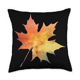 Fall Idea for Thanksgiving & Autumn Season Lovers Vintage Autumn Retro Watercolor Maple Leaf Theme Throw Pillow, 18x18, Multicolor