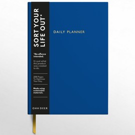 Ohh Deer Daily Planner Notebook A5 - To Do List Notebook - 288 Page Undated Organiser Planner 2024 - Hourly Schedule Planner, Notes Page - A5 Undated Diary for New Job or University - Ultramarine