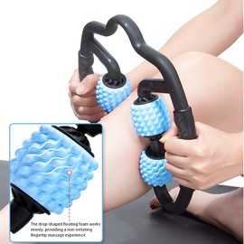 3D Muscle Massage Roller with Handle Trigger Point Massager Legs, Foam Roller Massage Cellulite for Deep Tissue Muscle Fascia Roller, 360° Manual Massage Tools for Leg, Body, Neck, Arms, Back