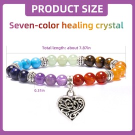 Healing Crystal Bracelet, 7 Chakra Bead Spiritual Gifts for Women Men Jewelry Reiki Gemstone Elastic Bracelet for Healing Yoga Meditation Anxiety Bracelet Relief Energy Luck-21 Stone Beads,XZEIT
