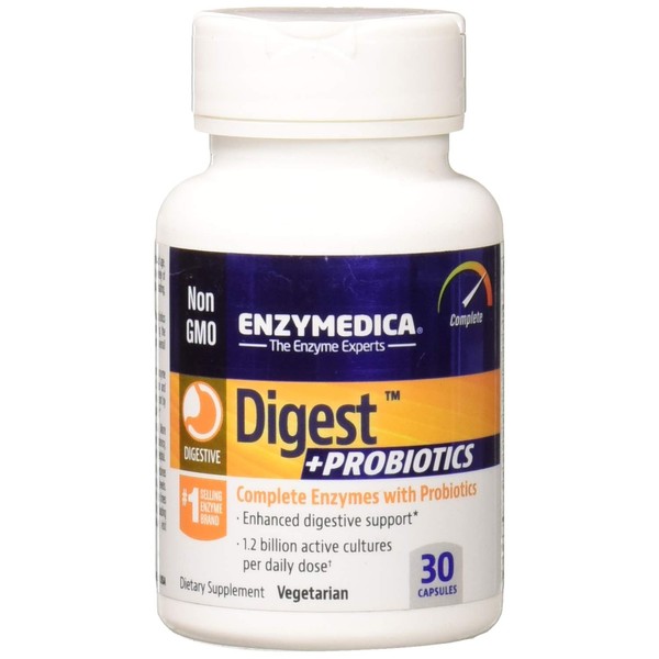 Enzymedica - Digest + Probiotics, An Essential Digestive Enzyme Supplement with Probiotics, 30 Capsules