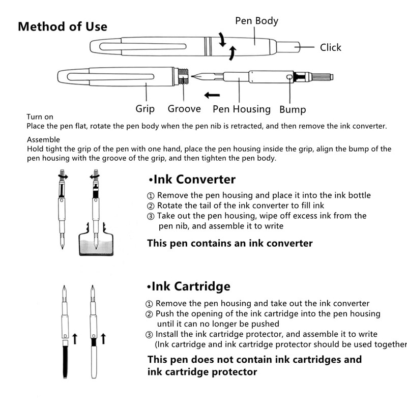 JINHAO 10 Press Fountain Pen Retractable Metal Pen with Ink