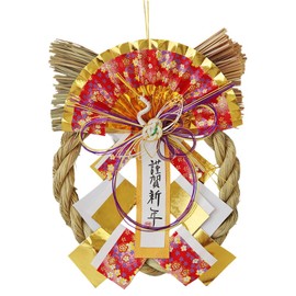 New Year's Entrance Ornament, Wreath, New Year, Decorative, Modern, Shimenawa, Wreath, Simple, Large, 12.2 x 9.8 inches (31 x 25 cm), Stylish Modern Fan, For Home, Company, Office, Condominium,