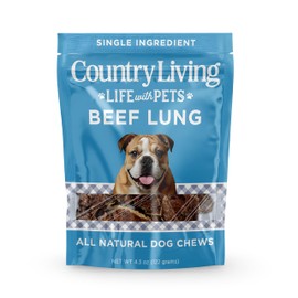 Country Living 4”-6” Beef Lung Slices Dog Treats – 8oz Bag – 100% Natural, Single-Ingredient, High-Protein, Grain-Free Dog Treats – Crunchy & Lightweight