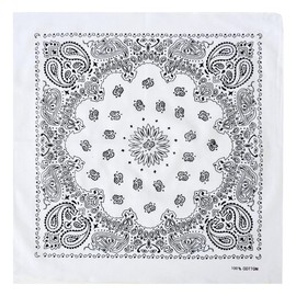 Trifong Bandana, Unisex, 100% Cotton, Cashew Nut Pattern, Paisley Handkerchief, Large, 21.7 x 21.7 inches (55 x 55 cm), E-White, 55 × 55 cm