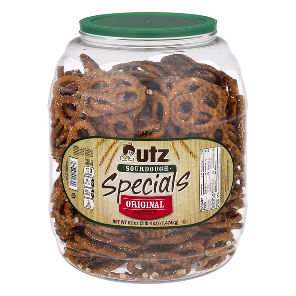 Utz Sourdough Specials Pretzels – Classic Sourdough Pretzel Knot Twist, Perfectly Salted Crunchy Sourdough Pretzel with Zero Cholesterol per Serving, 52 oz. Barrel