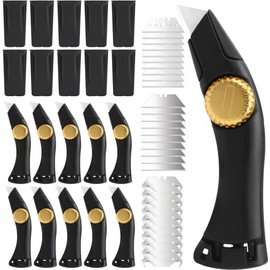 Lizenoz 10PCS Black Fixed Blade Roofing Knife, Heavy Duty Utility Knife for Drywall, Vinyl, Carpet Cutting, Metal Roofing Tools with Portable Storage Sheath, Replacement Blades, Navajas para Roofing