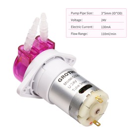 GROTHEN Peristaltic Pump Dosing Pump Mini Pump Liquid Self-priming Water Pump Silicone Tube for Aquarium Tank Lab Chemical Analysis 24V 3mm ID x 5mm OD