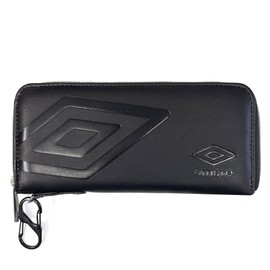 Umbro Long Wallet, Wallet, Bill Compartment, Round Zipper, Diamond Round Brand, Plate, Logo, Men's, Women's, Unisex, Black, Black