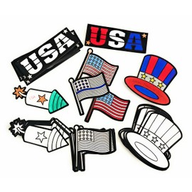 Bulk 48 Pack of Patriotic Fuzzy Coloring Magnetic Craft Kits - Ideal for 4th of July, Memorial Day or Veteran's Day