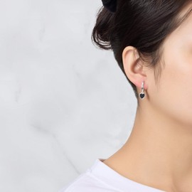 Philip Jones Black Onyx Gemstone Heart Charm Hoop Earrings