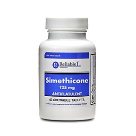 Reliable-1 Laboratories Simethicone 125mg Gas Relief Tablets Extra Strength Bloating Relief Gas Pills | Anti Flatulence, Rapid Gas Relief for Adults | Peppermint Flavor | 60 Chewable Tablets