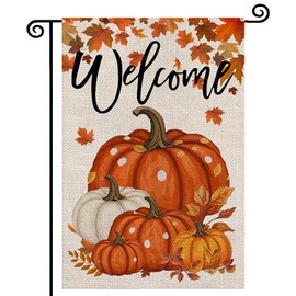 Fall Garden Flag,12x18 Inch Double Sided Outside for Thanksgiving Autumn Garden Welcome Pumpkin Decoration Flag