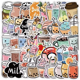50 Pearl Milk Tea Stickers Drink Stickers Waterproof Laptop Phone Fridge Guitar Skateboard Cut and Paste Thin Helmet Vinyl Aesthetic Stickers