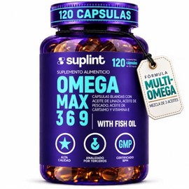Omega 3-6-9 – Aceite de Pescado, EPA, DHA, ALA, Vitamina E – 120 Cápsulas