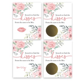 My Scratch Offs - Tarjetas de rascar florales rosadas de Soon to be Mrs Scratch Off para juegos de despedida de soltera y regalos de boda para 26 invitados con 2 ganadores