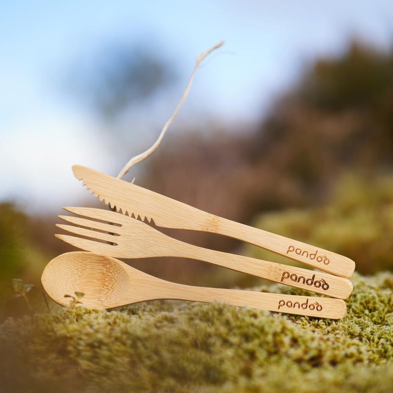 pandoo Forks made of 100% natural bamboo, reusable and environmentally