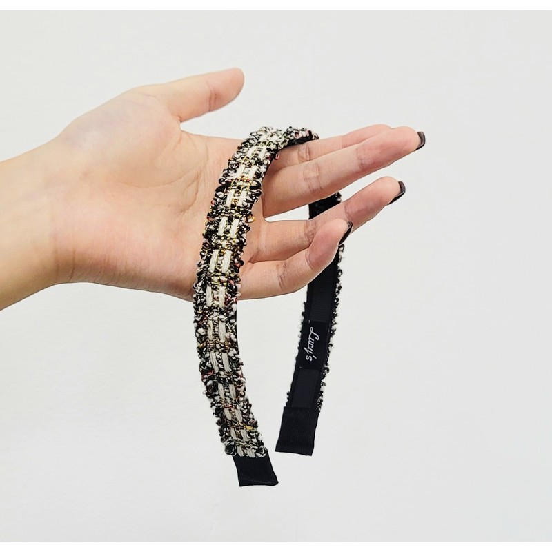 Burnaby tweed woven yarn wide hairband / 버나비 트위드 엮은
