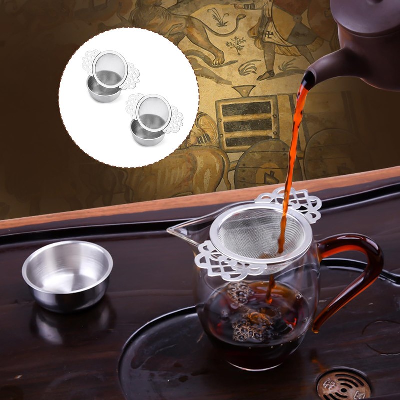 2 Pcs Tea Strainer with Bowl, Stainless Steel Tea Strainer,