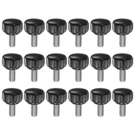 sourcing map 18pcs Knurled Knobs M5 x 10mm Male Thread 16mm Head Grip Plastic Metric Clamping Knobs Handles Thumb Screws with Threaded Stud, Black