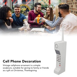 Retro Cellphone Model, Old School Brick Cell Phone Prop for Home Living Room Decor Desktop Decoration (White)