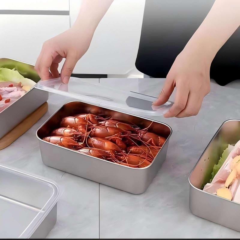 CHFNJJ Stainless Steel Storage Containers Set of 3 Stainless Steel