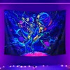 Astronaut Pattern Fluorescent Tapestry, Dark Themed Light Tapestry, Cool Milky