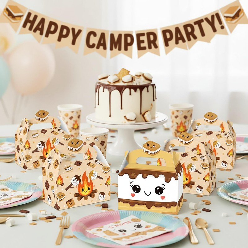S'mores Treat Boxes 12pcs Cute Campfire Themed Party Favor Boxes
