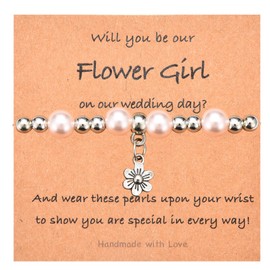 CERSLIMO Flower Girl Proposal Bracelet Gifts - Will You Be My Flower Girl Jewelry Gifts for Girls Kids Child, Flower Girl Proposal Gifts Bracelet for Little Girls, Pink