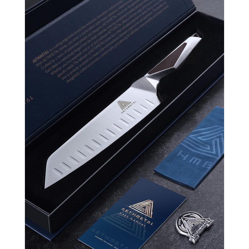 Santoku Knife 7 Inch, Chef Knife, German High Carbon Stainless