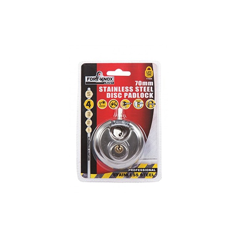 Fort Knox 77026 70 mm Stainless Steel Discus Lock, Silver
