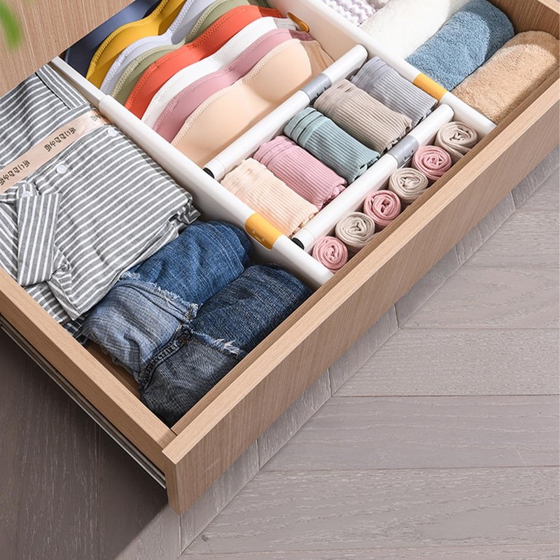 Hsthe Sea 2Pcs Adjustable Drawer Dividers Organizer, Expandable Draw Dividers
