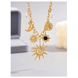 Verdusa Women's Vintage Pearls Gold Chain Necklace Old Money Pendant Necklace Elegant Jewelry Yellow Gold One-Size