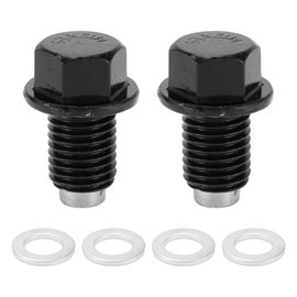 RATCHROLL 1 Set Universal Oil Drain Plug Anti Leakage 1.14" Height Oil Pan Drain Bolt Screw Thread Repair with Gasket Magnetic Black Steel Aluminum M12x1.5