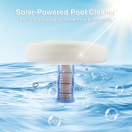 Solar Pool Ionizer – Sun-Powered Floating Pool Cleaner with Large Solar Panel and Copper Anode, Supports Clear Water in Pools Up to 45,000 Gallons, Operation