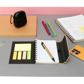 Libreta Cuaderno Ecológico Con Pluma Post-it Y Banderitas