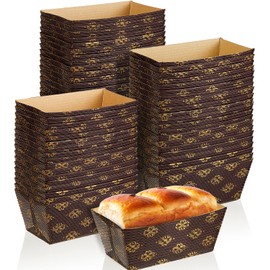 Tessco 60 Pieces Mini Paper Loaf Pans Disposable Rectangle Paper Baking Loft Pans for Quick Bread Small Pumpkin Breads, Microwave Oven Freezer Safe(3.1 x 1.5 x 1.7 Inch,Simple Style)