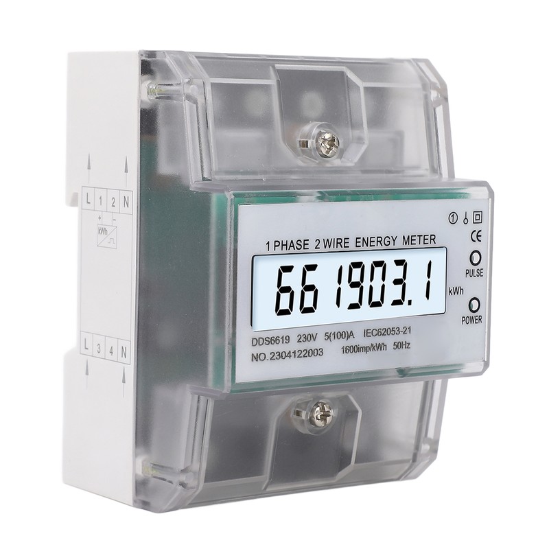 Digital Energy Meter 1 Phase 2 Wire KWh Electricity Wattmeter