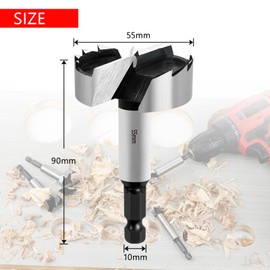 NICAVKIT Professional Forstner Drill Bit 55 mm for Wood, 55 mm Forstner Drill Bit Wood Hole Cutter with Hex Shank, Wood Drill, Pot Drill, Art Drill for Wood