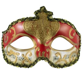 Venetian MASQUERADE Ball Mask | FILIGREE Gold and Glitter Mask | Fancy Dress PROM BALL (Red)