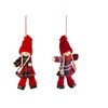 Pair of Felt Tartan & Red Wool Christmas Dolls Hanging