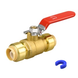 Push Fit Ball Valve, 1/2/4/10 Pack 1/2" Push-Fit Full Port Ball Valve with Disconnect Clip, Push-to-Connect Water Shut Off Valve for Hot and Cold Water, for PEX PVC or Copper Pipes (1pcs, 1/2")